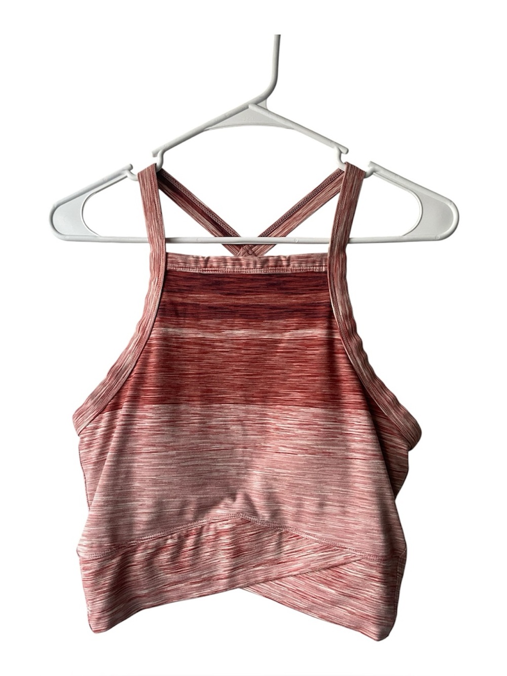 Prana Pink Space-Dye Crossover Sports Bra